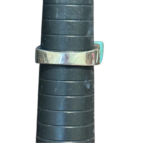 Sterling Silver Turquoise Inlay Ring Size 6 Vintage Southwest Boho Jewelry - Picture 6 of 9